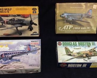 (4) ASSORTED MILITARY & PASSENGER PLANE  MODELS, TESTORS, MINICRAFT, AIRFIX & ATP,