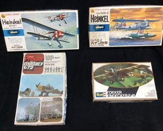 (4) VTG. MILITARY FIGHTER MODELS, REVELL, HEINKEL & PREISER GERMAN MODEL, 