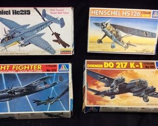 (4) VTG. MILITARY FIGHTER MODELS, ITALERIA & LINDBERG MODELS,