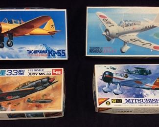 (4) JAPANESE MILITARY FIGHTER MODELS, NICHIMO, LS & FUJIMI,