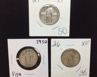 (3) SILVER STANDING LIBERTY QUARTERS