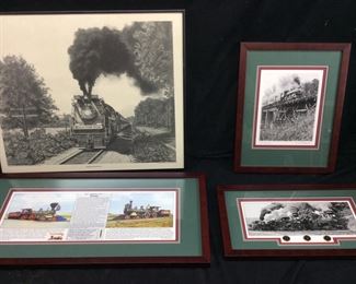 (4) RAILROAD LOCOMOTIVE ART, DON STEPHENS & BARTON DAVIS,