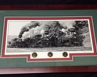 (4) RAILROAD LOCOMOTIVE ART, DON STEPHENS & BARTON DAVIS,
