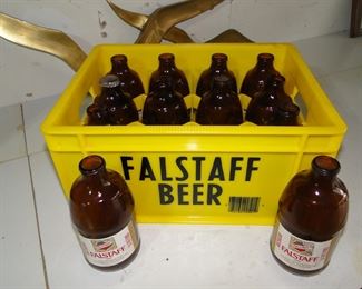 Vintage beer bottles, and case