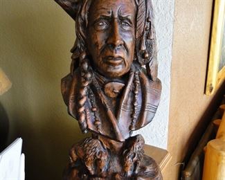 Carved Native American head