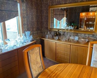 Mid Century Teak Dining Set, 6 Place or With 3 Leafs Turn Into 12 Seatings