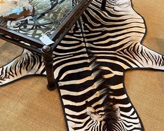 Zebra fur rug