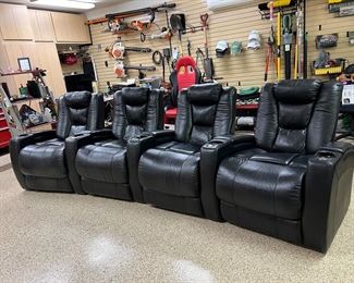SOLD!
Awesome “Man Cave”
4 Leather Power Reclining Theatre Chairs~ $300.00 Each