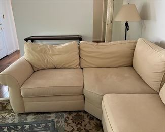 Pottery Barn Sectional 
1st piece~ 40”l x 40”d x 31”h
2nd piece~ 48”l x 48”d x 31”h
3rd piece~ 70”l x 40”d x 31”h