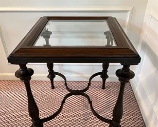 Thomasville Iron/Wood Glass Top End Table ~$100.00