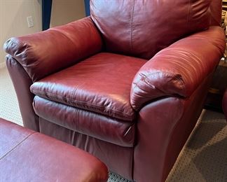 Ashley Furniture “Ox Blood” Colored Leather Chair & Ottoman  $295.00