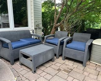Patio Set With Blue Cushions
$200.00