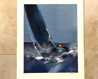 Lithograph of sailboat by Spahn
