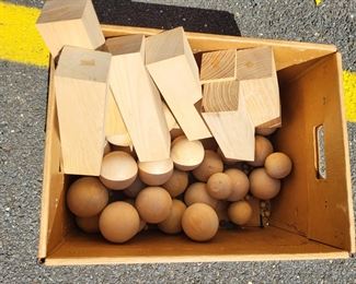 #4 - $50.00 Toms River - Box lot , 40+pcs of wood blocks & balls for crafts, whittling


