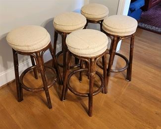 Rattan Barstools. Set of five rattan barstools with beige cushions. Smoke-free and pet-free home.
Price:  $125