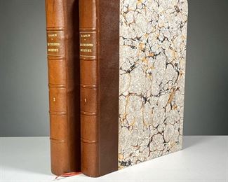 (2PC) [SIGNED] LE CUISINIER MODERNE | Le Cuisinier Moderne ou Les Secrets de l'Art Culinaire by Gustave Garlin, pub. Paris, 1887, in two volumes, each signed by the author. Dimensions: w. 9.5 x h. 12 in