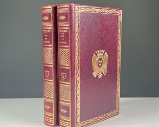 (2PC) [FULL LEATHER] L'ART DU CUISINIER | Full leather bound with gilt tooling and gilt page edges, L'Art du Cuisinier by A. Beauvilliers in two volumes, facsimile of the 1814 edition. Dimensions: w. 5.5 x h. 8.5 in (each)