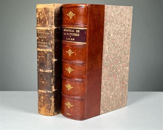 (2PC) FRENCH PATISSERIE BOOKS | Including Le Memorial Historique at Geographique de la Patisserie, 1906, 7th edition, with leather bound spine; and Traite de Patisserie Moderne Guide du Patissier-Traiteur by Darenne and Duval, 1920, 3rd edition, in full leather binding. 