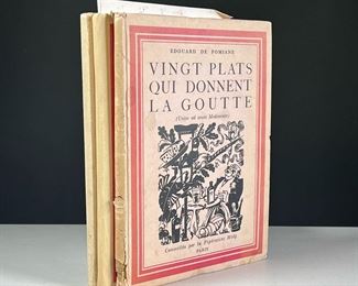 (3PC) VINGT PLATS | Vingt Plats qui Donnent La Goutte by Edouard de Pomiane, including two hardcover 1935 editions and a softcover 1938 edition. 