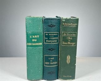 (3PC) L'ART DU BIEN MANGER | Three different copies of La Cuisine Francaise: l'Art du Bien Manger by Edmond Richardin, including the 1910, 1913, and 1930 editions, all in green binding with gilt lettering. 