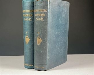 (2pc) FRANCATELLI'S MODERN COOK | Two copies of The Modern Cook; A Practical Guide to the culinary Art in All Its Branches by Charles Elme Francatelli; including 1883, 27th ed., London: Richard Bentley & Son; and 1886, 28th ed., London: Richard Bentley & Son. - w. 6 x h. 8.5 in (each)
