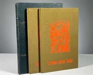 (3PC) LA BONNE CUISINE TURQUE ETC | Including two copies of La Bonne Cuisine Turque - rebound and/or facsimile editions of the 1925 second edition, in illustrated cloth bindings; plus Grand Magasins du Louvre, 1910, Paris