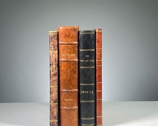 [LEATHER] LE POT-AU-FEU | Early french periodicals bound in leather inclidng 1893,1907, 1910-11, and 1912-13

