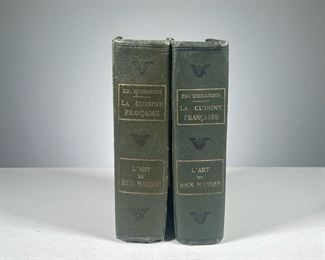 (2PC) L'ART DU BIEN MANGER | Two copies of L'Art du Bien Manger, La Cuisine Francaise, Paris, Editions d'Art et de Litterature, 1913, in gilt tooled green binding