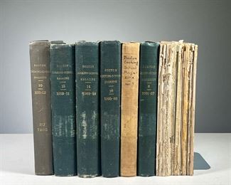 (7PC) BOSTON COOKING-SCHOOL MAGAZINES | Includes: A number of spare magazines
Boston Cooking-School Magazine Vol. 6 (1901-02)
Boston Cooking-School Magazine Vol. 7 (1902-03)
Boston Cooking-School Magazine Vol. 10 (1905-06)
Boston Cooking-School Magazine Vol. 14 (1909-10)
Boston Cooking-School Magazine Vol. 15 (1910-11)
Boston Cooking-School Magazine Vol. 16 (1911-12)