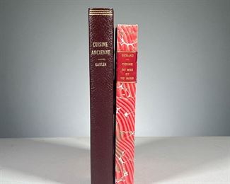 (2PC) 19TH C. FRENCH COOKBOOKS | Including:
Le Cuisinier Durand: Cuisine du Midi et du Nord (Charles Durand), 1863, 8th ed., rebound, with inscription to title page
Cuisine Ancienne by G. Garlin, c. 1893, Paris, Garnier Freres