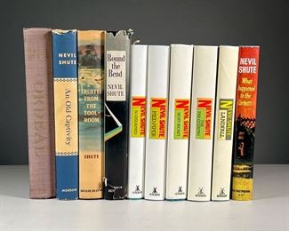 (10PC) NEVIL SHUTE BOOKS | Four hardcover novels by Nevil Shute, including So Disdained, Pied Piper, Most Secret, Landfall, Ordeal, An Old Captivity, Trustee From the Tool-Room, and others
