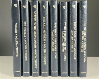 (7PC) AGATHA CHRISTIE MYSTERY COLLECTION | Blue leather binding, pub. Bantam Books, c. 1983