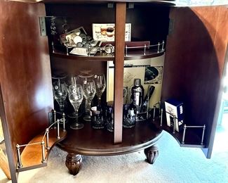 Inside of Bombay bar cabinet
