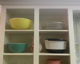 Notice the yellow and the green vintage Pyrex bowls.