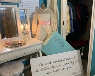 Notice the vintage wedding dress from 1969. the train is 51/2 feet long.