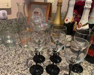 Luminarc black stem wine goblets