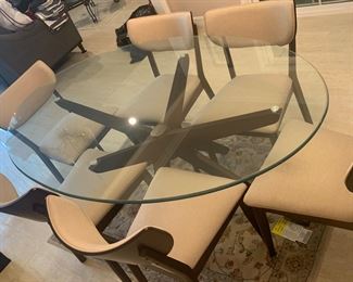 Newer Oval Glass Top Dining Table with Six Chairs