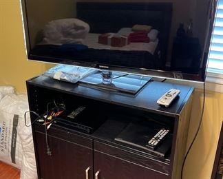 46” Samsung Television, Blue Ray Player, DVD Player, Nice Cabinet for Television