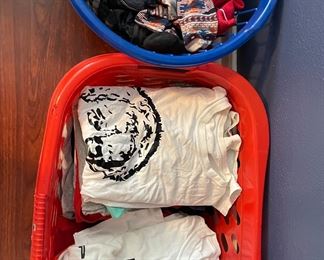 Variety of T-shirts and variety of dress socks