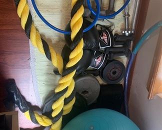 Workout equipment, Weights, ball, Gloves