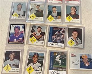 Variety of Vintage Baseball Cards Some Graded and Some Signed