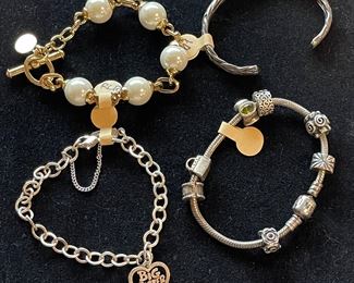 James Avery Charm Bracelet, Pandor Charm Bracelet, and Lauren Ralph Lauren bracelet