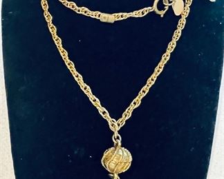 Vintage Chanel Logo Rhinestone Necklace