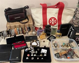 Brighton Purse in Box, Tori Burch Canvas Purse, Bottlea on Perfume and Cologne, Mens Leather Wallets Polo & Coach, Coldwater Creek Necklace Set