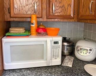 microwave, cutting boards, Plastic Cups and Bowls