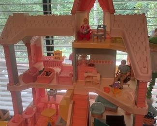 Vintage Playskool Victorian doll house with furniture, so cute!!