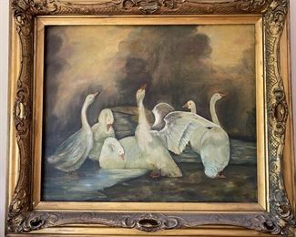 Oil Painting of Swans - Beautifully Framed
