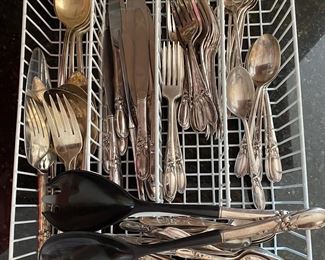 Great Set of Community 'White Orchid' Serving Pieces, Iced Teaspoons; Salad, etc.