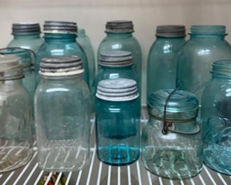 Some (not all) of the blue and clear canning jars.....