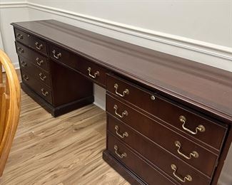 Large case desk with lateral file drawers